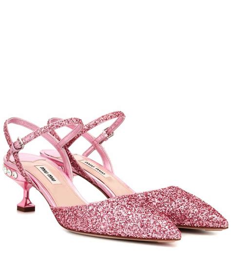 pink glitter miu miu shoes|miu mi u shoes.